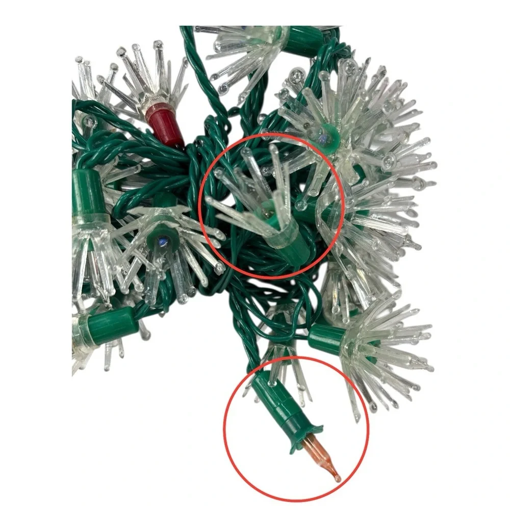 Vintage 40 Clear Christmas String Light Set Flower Starburst Daisy Atomic Tested